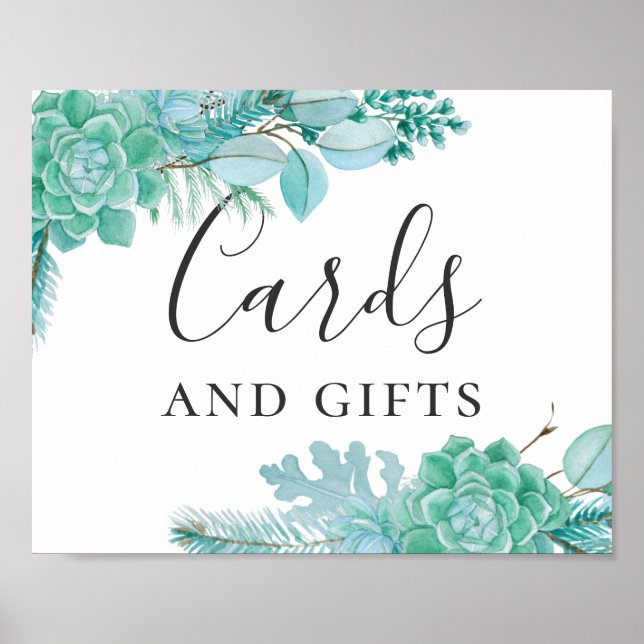Affiche Cartes et cadeaux. Mariage succulent à la menthe d (Devant)