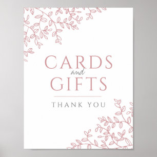 Affiche Cartes et cadeaux mariages en feuille rose vierge