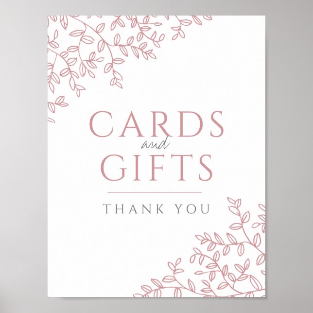 Affiche Cartes et cadeaux mariages en feuille rose vierge (Devant)