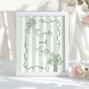 Affiche Cartes et cadeaux Masque Sage vert main tiré