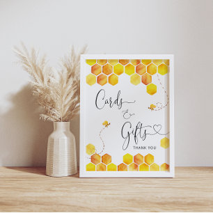 Affiche Cartes et cadeaux Miel Baby shower abeille