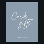 Affiche Cartes et cadeaux minimaux Dusty Blue Modern Scrip<br><div class="desc">Poster des affiches et des cadeaux minimaux Dusty Blue Modern Script Cards et Cadeaux. Peut être utilisé pour les mariages,  douches nuptiales,  baby showers,  etc.</div>