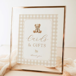 Affiche Cartes et cadeaux neutres Ourson pour baby shower
