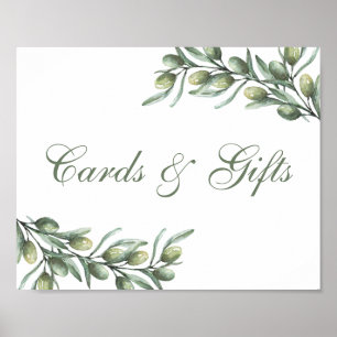 Affiche Cartes et cadeaux. Olives. Mariage d'été italien