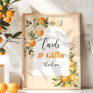 Affiche Cartes et cadeaux oranges de anniversaire petit ch