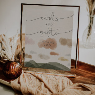 Affiche Cartes Et Cadeaux Panneau Boho Baby shower Woodlan