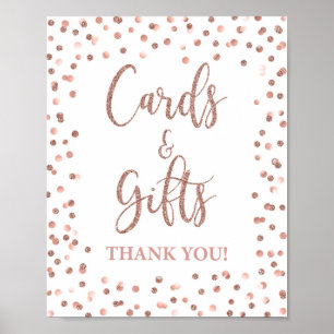 Affiche Cartes et cadeaux panneau de fête Rose Gold Paille