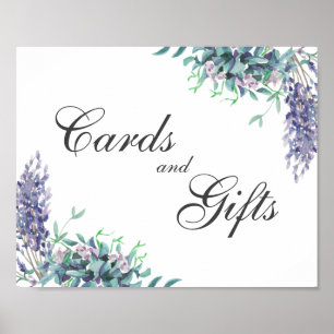 Affiche Cartes et cadeaux. Panneau floral. Mariage pourpre