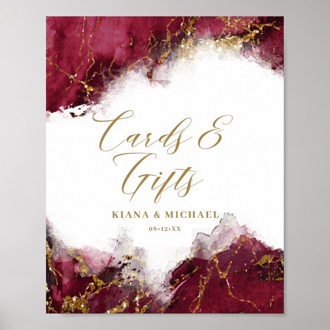 Affiche Cartes et cadeaux Parties scintillant en marbre Bu (Devant)