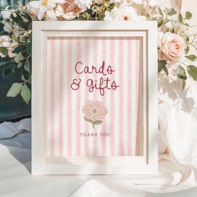 Affiche Cartes et Cadeaux Pastel Rose Prépa Rayures (Créateur téléchargé)