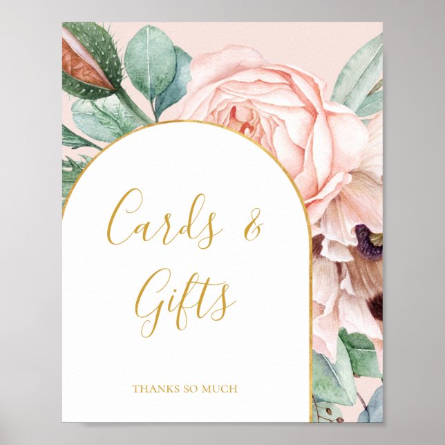 Affiche Cartes et Cadeaux Pastels du Jardin Floral Rose Él (Devant)