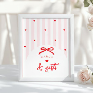 Affiche Cartes et cadeaux Petit amour Ruban rose rouge