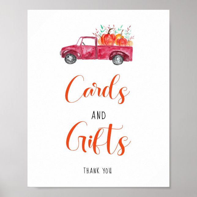 Affiche Cartes et cadeaux Petit Baby shower Citrouille Aut (Devant)