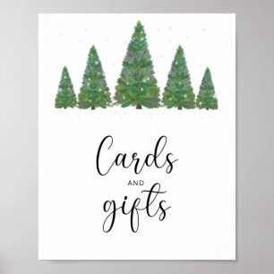 Affiche Cartes et cadeaux pour arbres d'hiver pour baby sh