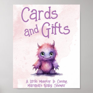 Affiche Cartes et Cadeaux pour Baby Shower Fille Petit Mon