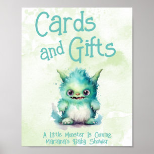 Affiche Cartes et Cadeaux pour Baby Shower Little Monster