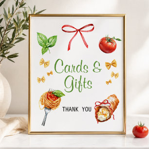 Affiche Cartes et Cadeaux pour Baby Shower Rouge Vert Sain