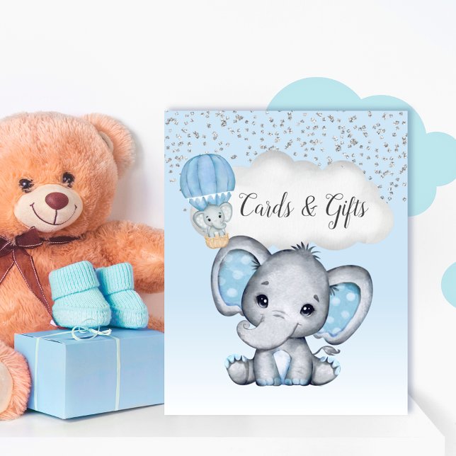 Affiche Cartes et Cadeaux pour Fête de Bébé Éléphant Ballo (Créateur téléchargé)