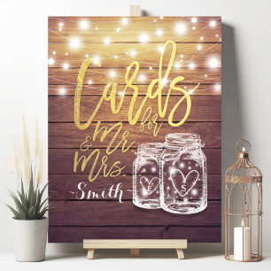 Affiche Cartes et cadeaux pour M. Mme Mason Jars Mariage e
