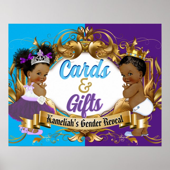 Affiche Cartes et cadeaux Purple & Bleu Royal Sexe Révélat (Devant)