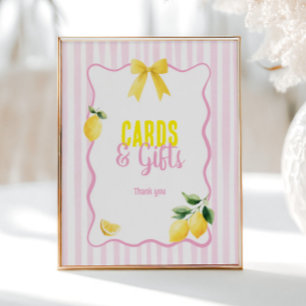 Affiche Cartes et Cadeaux Rayures Roses Citron Diplômé