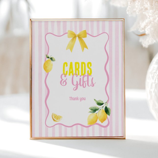 Affiche Cartes et Cadeaux Rayures Roses Citron Diplômé (Créateur téléchargé)