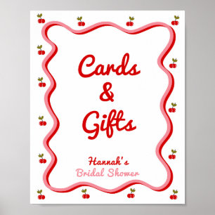 Affiche Cartes et cadeaux Retro Cherry Fête des mariées si