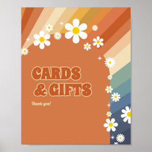Affiche Cartes et Cadeaux Rétro Vintage Arc-en-Ciel Daisy