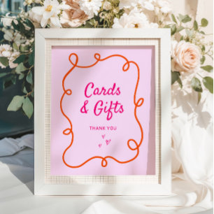 Affiche Cartes et cadeaux rose orange