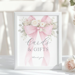 Affiche Cartes et cadeaux Ruban Coquette Rose Eucalyptus