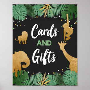 Affiche Cartes et cadeaux Safari Animaux Gold Anniversaire