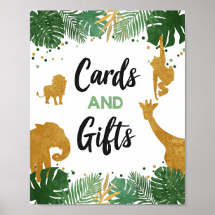 Affiche Cartes et cadeaux Safari Animaux Gold Anniversaire