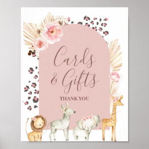 Affiche Cartes et Cadeaux Safari Animaux Herbe de Pampa Bo