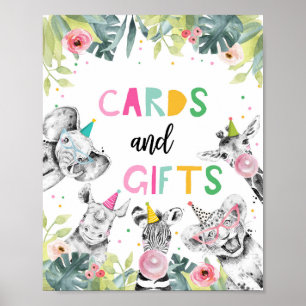 Affiche Cartes et cadeaux Safari Party Animaux Signal d'an
