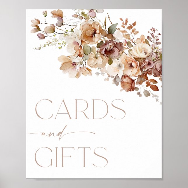 Affiche Cartes et cadeaux signe boho automne floral (Devant)