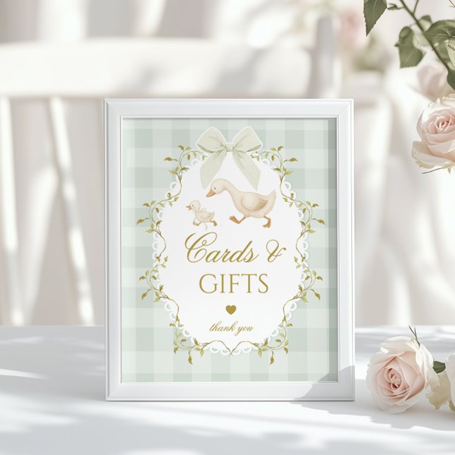 Affiche Cartes et cadeaux Silly Goose Sage Gingham (Créateur téléchargé)