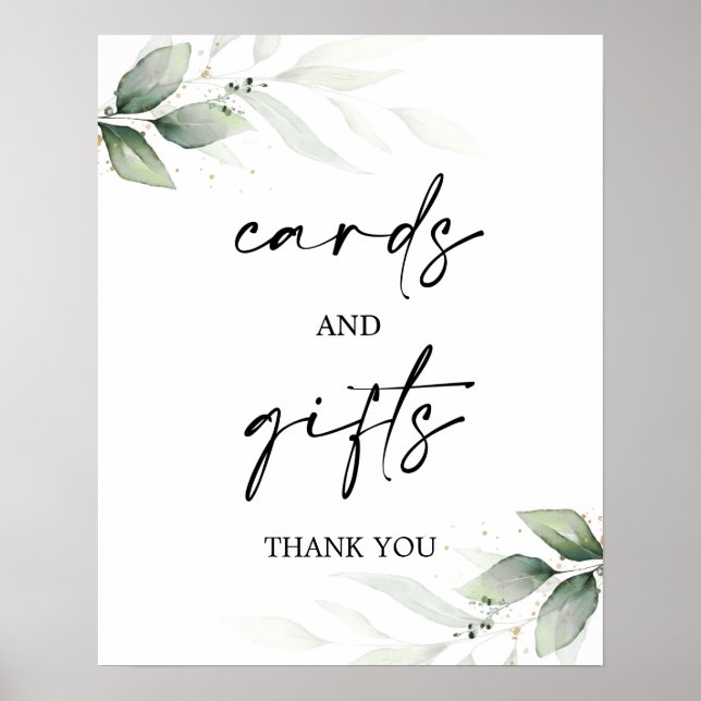 Affiche Cartes et cadeaux simple panneau de verdure (Devant)