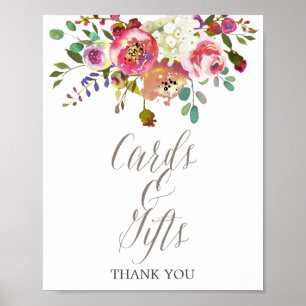 Affiche Cartes et cadeaux simples de bouquet floral aquare