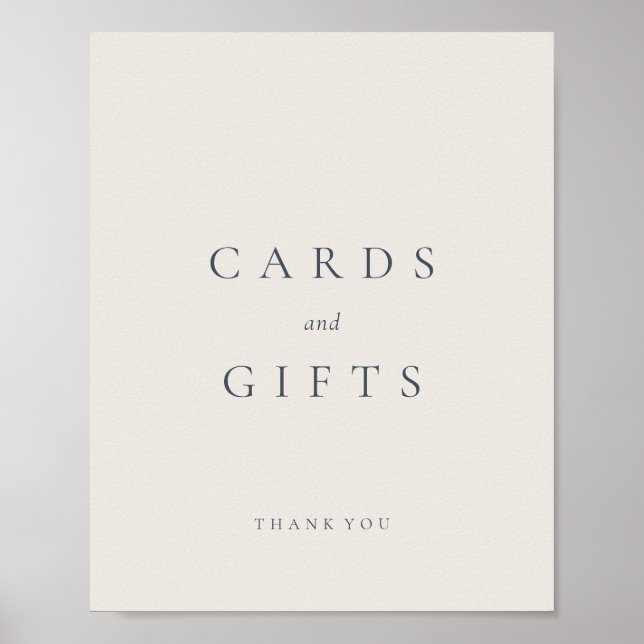 Affiche Cartes et cadeaux simples modernes bleu marine bei (Devant)