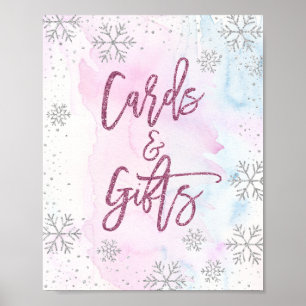 Affiche Cartes et cadeaux Snowflake Parties scintillant Ma