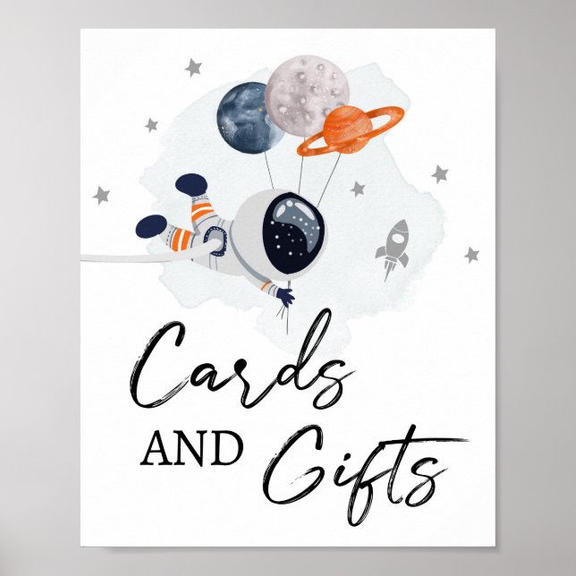 Affiche Cartes et cadeaux Spatial Party Astronaut Boy Sign (Devant)