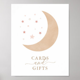 Affiche Cartes et cadeaux sur la lune Baby shower Giri