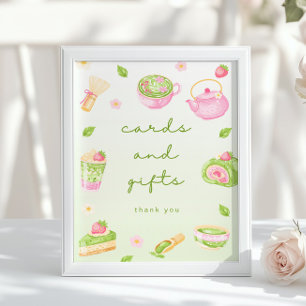 Affiche Cartes et cadeaux Thé Matcha Rose Baby Shower