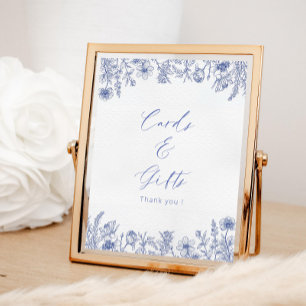 Affiche Cartes Et Cadeaux Toile Blanc Et Bleu