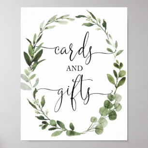 Affiche Cartes et cadeaux verdure couronne baby shower sig