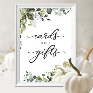 Affiche Cartes et Cadeaux Verdure Signe de Baby Shower d'A