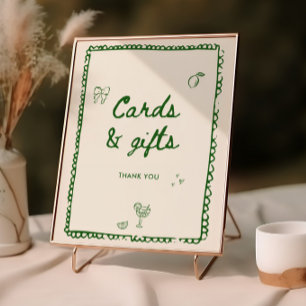 Affiche Cartes et cadeaux verts de style italien