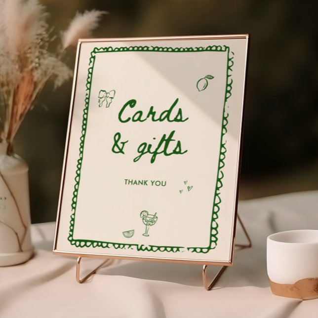 Affiche Cartes et cadeaux verts de style italien (Créateur téléchargé)