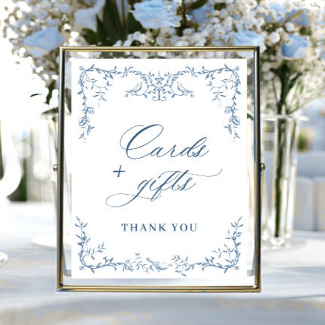 Affiche Cartes et cadeaux Victorian Ornate Dusty Blue (Créateur téléchargé)