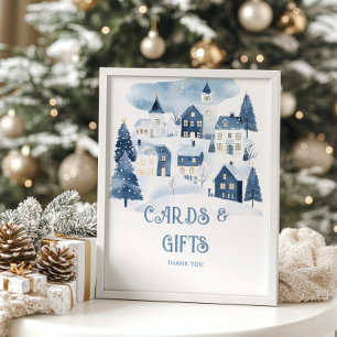 Affiche Cartes et cadeaux Village de Noël Baby Shower